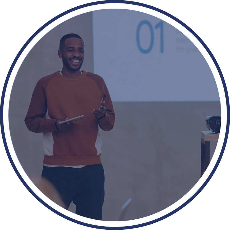 Man presenting about healthcare digital marketing services
