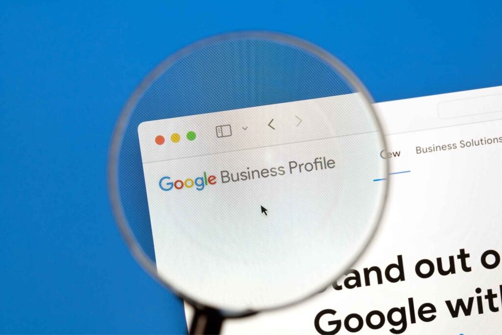 Google Business Profile displayed on a computer screen for local business search